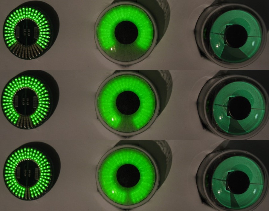 Solid-state eye without and with a diffuser, and a real 6U5.