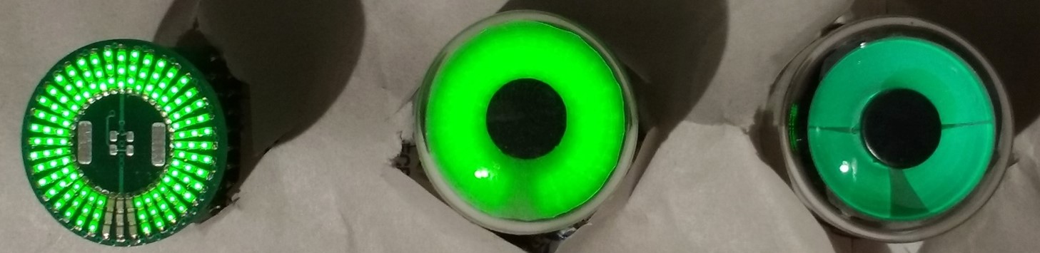 Left: solid state ey tube, without diffusers. middle with diffuser, right real 6U5 tube